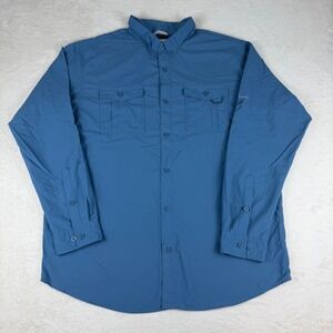 Columbia Sportswear Omni-Shade Mens XL Long Sleeve Shirt Blue Breathable Back